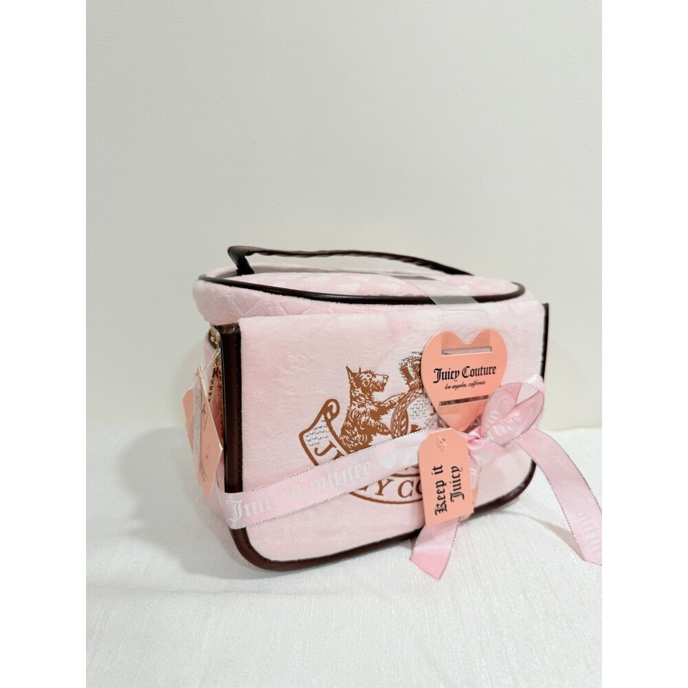 Juicy Couture Travel Makeup Train Case Vanity Bag Pink NWT